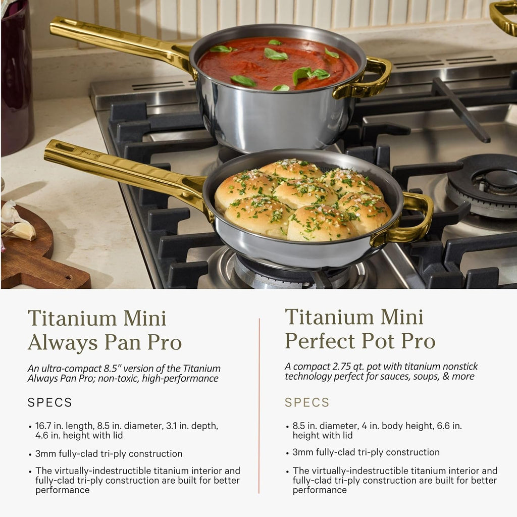 Our Place Titanium Pro Cookware & Bakeware Set | 15-Piece Non-toxic Nonstick Kitchenware with Titanium Always Pan Pro, Perfect Pot Pro, Minis & Ceramic Bakeware with Stovetop Griddle | Sage