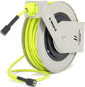 M MINGLE Retractable Pressure Washer Hose Reel, 1/4" × 100ft Heavy Duty Professional Hose Reel, Auto Rewind Power Washer Hose Reel, Wall/Floor Mounted, 3600 PSI