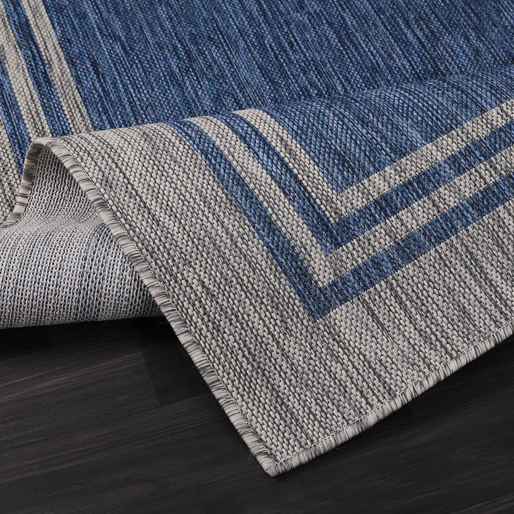 Luul Home Bordered Outdoor Rug 10x14 Washable Outside Carpet for Indoor Patio Porch Waterproof Easy Cleaning Non Shedding Area Rugs Navy 10 x 14