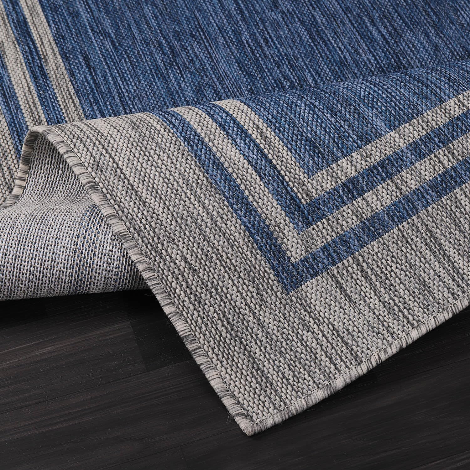 Luul Home Bordered Outdoor Rug 10x14 Washable Outside Carpet for Indoor Patio Porch Waterproof Easy Cleaning Non Shedding Area Rugs Navy 10 x 14