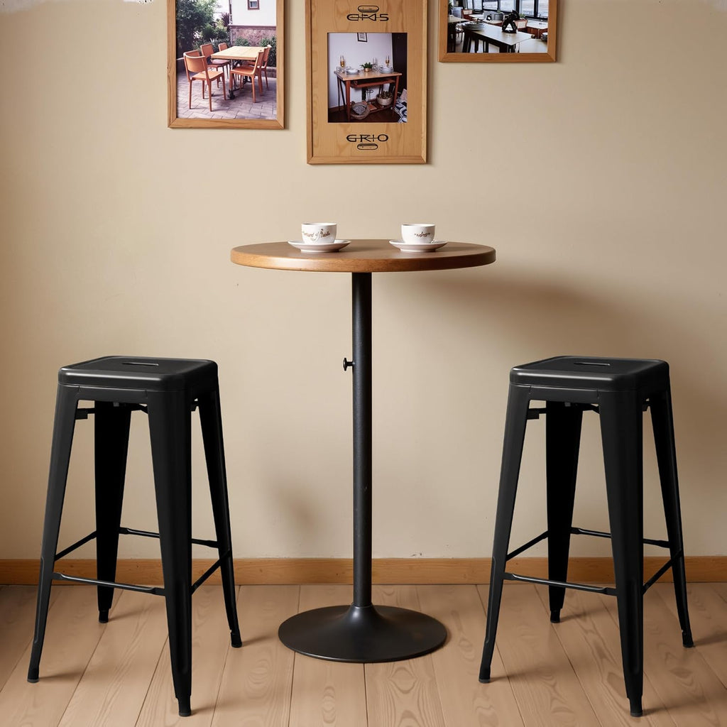 Furmax 30 Inch Metal Bar Stools Set of 4, Counter Height Stools, Industrial Bar Chairs Patio Stool Stackable Stool for Kitchen/Dining Room/Indoor Outdoor(Dark Black, 30'' Backless)