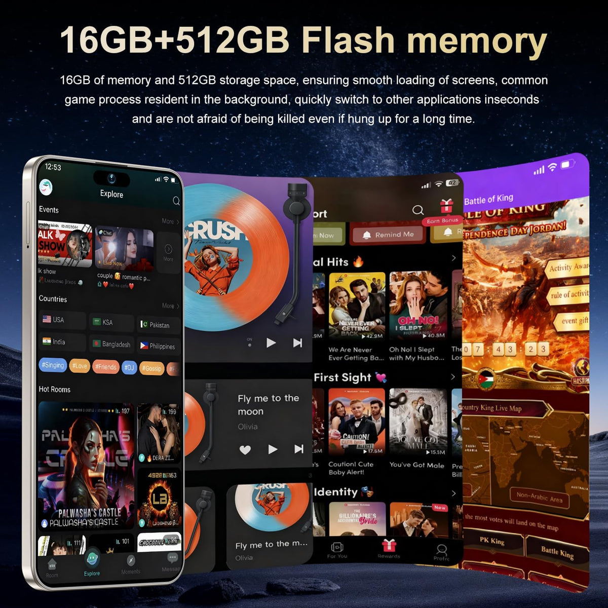 Ecshock 17PM Unlocked Phone | Cell Phone Android 15.0 | 16+512GB Smartphone| 6.99" HD Display | Long Battery Life 7000mAh | 68+108MP Zoom Camera| Fingerprint Lock | with Dual SIM (Gold)