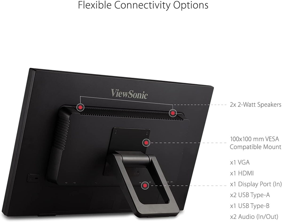 ViewSonic TD2423D 24 Inch 1080p 10-Point Multi IR Touch Screen with Eye Care HDMI, VGA, USB Hub and DisplayPort (Renewed)