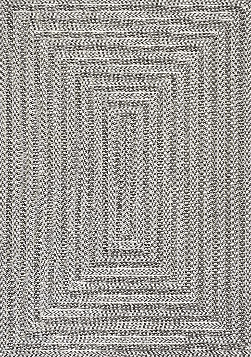 JONATHAN Y Concentric Squares Indoor Outdoor Area Rug 8X10 Black/Light Gray, Chevron Modern for Backyard, Patio, Porch, Easy-Cleaning, High Traffic, Pet-Friendly, Non-Shedding (SMB206B-8)