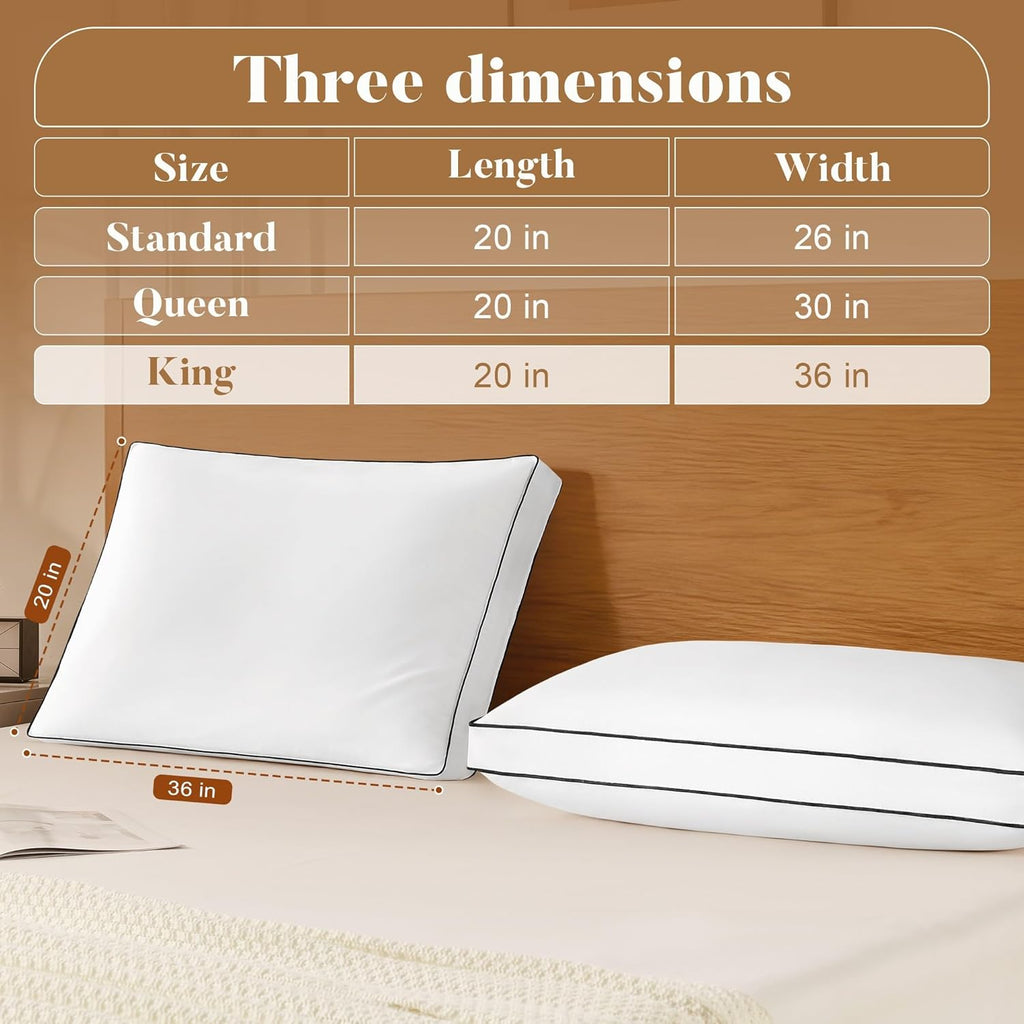 DOWNSTORIA Goose Feather Down King Bed Pillows 2 Pack, Luxury Hotel Collection Pillows Set of 2 with Gusset, Down Surrounded Pillow for Side and Back Sleepers, Gusseted Fluffy Pillows 20x36 in.