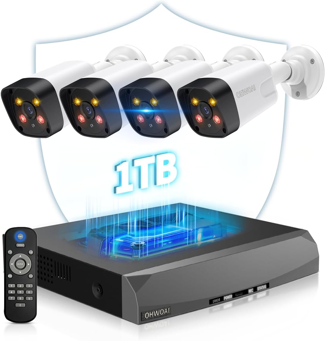 《4K Ultra HD & 100FT IR Night Vision》Wired Outdoor Security Camera System, POE Cameras for Home Security, NVR Video Surveillance Systems with Motion Detection
