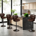 Bar Stools Set of 4, Adjustable Swivel Bar Chairs with 360° Rotation, Padded Counter Stools with Back and Footrest for Kitchen Island, Bistro, Cafe, and Home Use Brown-4PCS