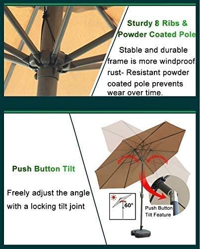 Outdoor Beach Patio Umbrella 9.8ft/3m, Garden Parasol Sun Umbrella with Crank and 8 Sturdy Ribs, Waterproof and Fade Resistant (Color : Gray-brown, Size : 9.8ft/300cm)
