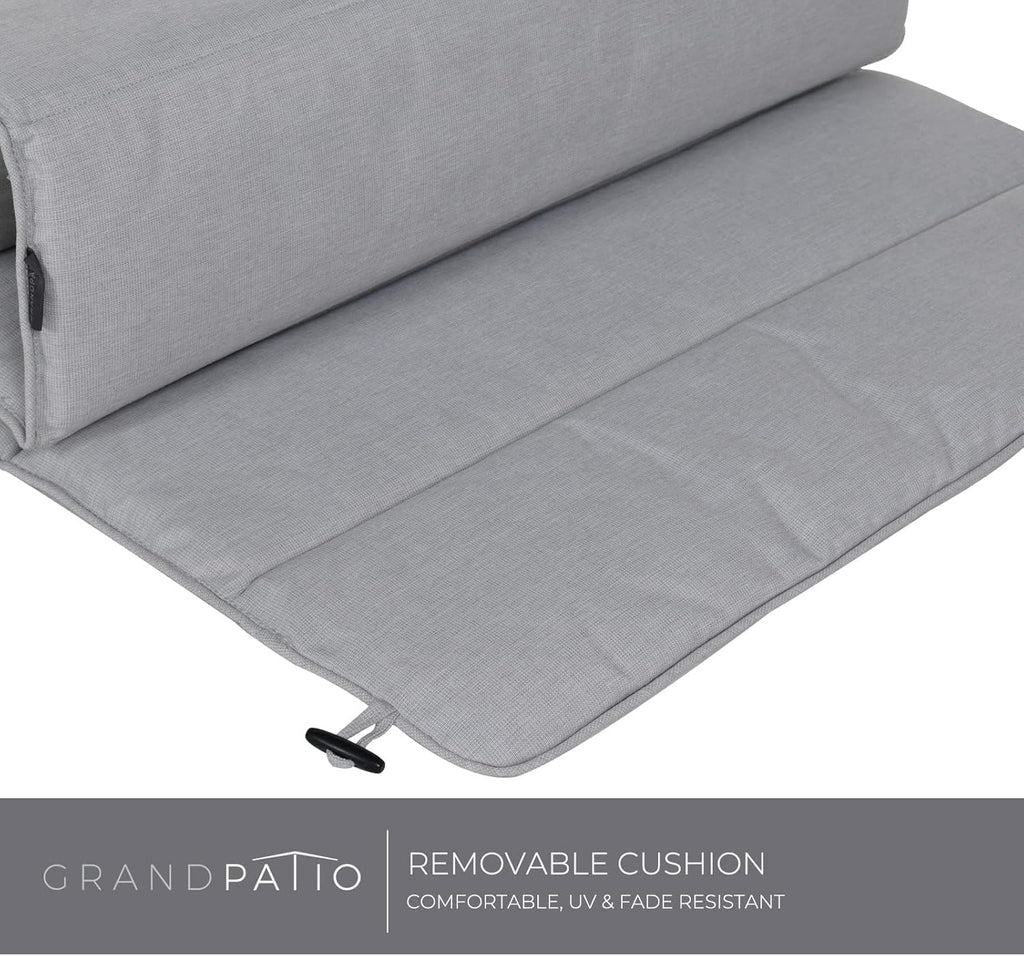 Grand patio 3-Piece Oversized Outdoor Furniture Set,Wide and Deep Lounge Chairs with Olefin Cushions and Stone-Top Side Table,Perfect for Balcony, Backyard,Porch,Garden,Poolside-(Black&Grey Cushion)