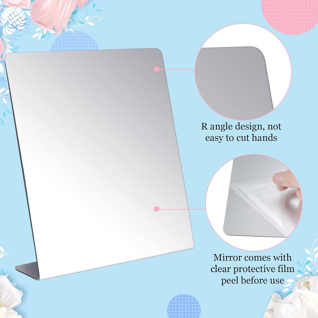 Amyhill 24 Pcs Counter Top Mirror Freestanding Single Self-Portrait Mirror Single Sided Acrylic Desk Glass for Tabletop Bedroom Office Bathroom Home Dorm (8.5 x 9 Inch)