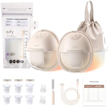 eufy Heated Wearable Breast Pump S1 with Milk Storage Bag, Hands-Free Breast Pump with Industry-Leading HeatFlow™ Tech, App-Controlled OptiRhythm™, Hospital-Grade Suction, Leakproof and Ultra-Quiet