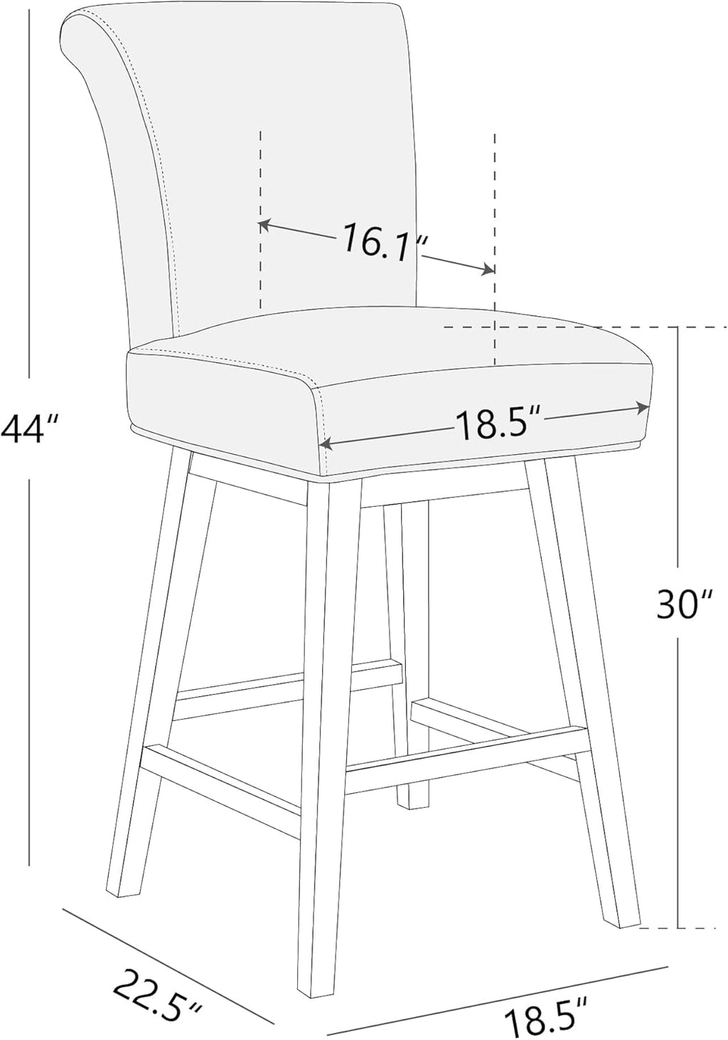 CHITA 30 Inch Counter Height Swivel Bar Stools Set of 2, FSC Certified Modern Upholstered Faux Leather Swivel Barstool Chairs with Back, Black