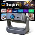 【Official Google TV/1500 ANSI/4K Supported】Smart TV Projector with WiFi and Bluetooth, Native 1080P Portable Projector, Auto Focus & Keystone, Voice Input, Mini Proyector for Home Cinema, iOS/Android