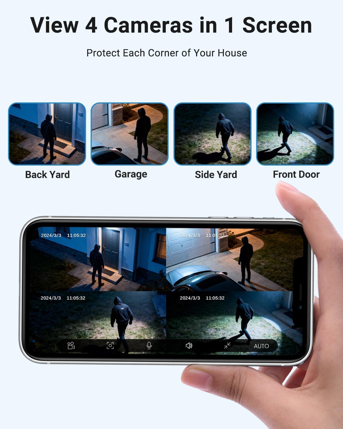 Solar Camera Security Outdoor - AOV 24/7 Recording Security Cameras Wireless Outdoor with 360° View, Human Auto Tracking, 2K Night Vision, Compatible with Alexa/Google Assistant (2 Pack)