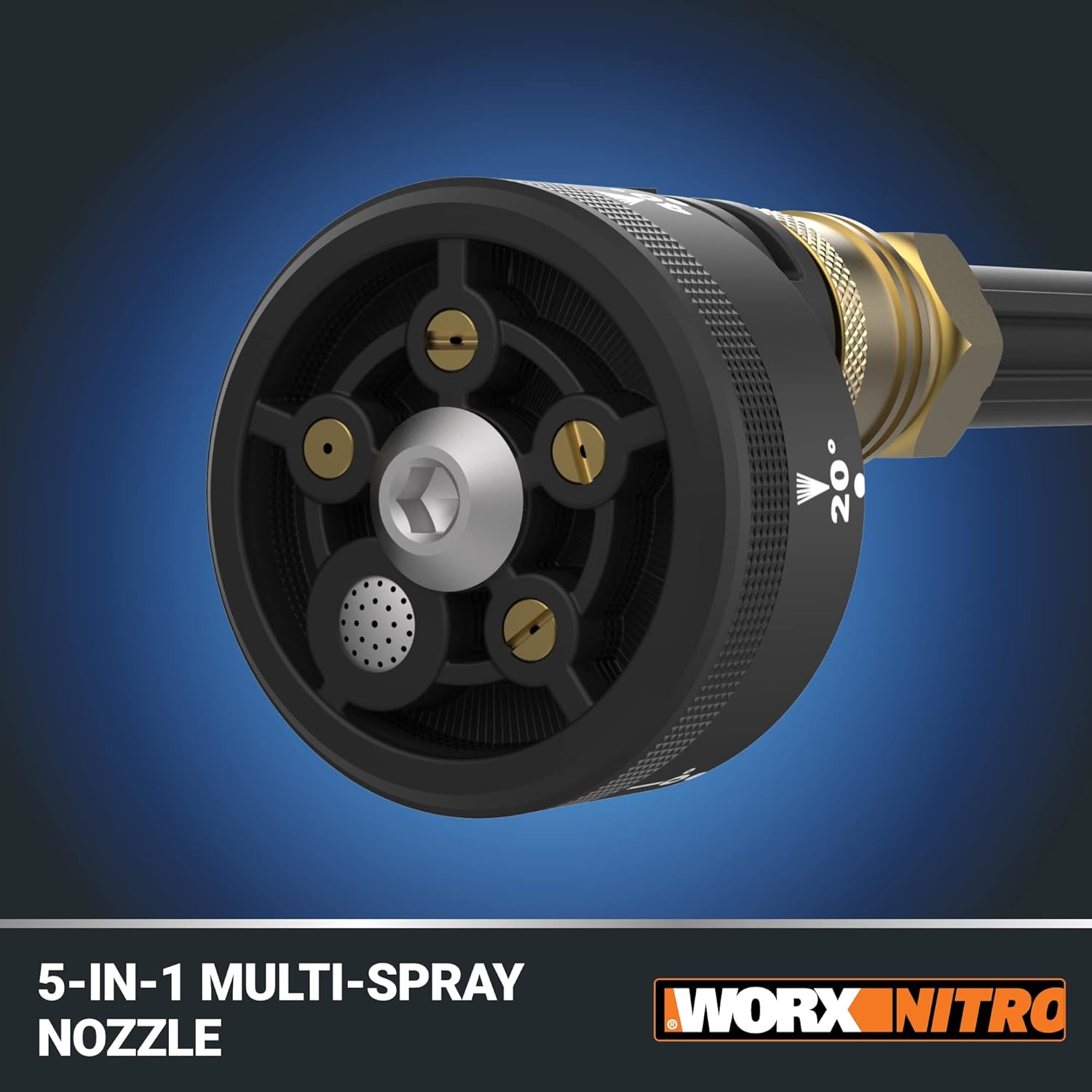 Worx NitroHydroshot20V 710PSI Light-DutyElectric Pressure Washerwith Brushless Motor Cordless, Lightweight, 5-in-1Portable Power Cleaner, Power Share Compatible – Battery & Charger Included