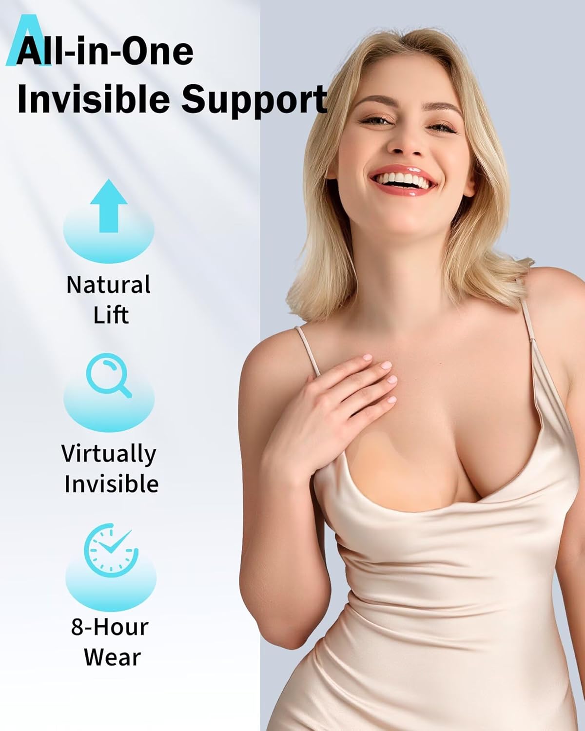 Sticky Bra for Women, Push Up Adhesive Bras, Invisible Backless Strapless Silicone, Spoon Shape Thin Edge (2 Pairs)