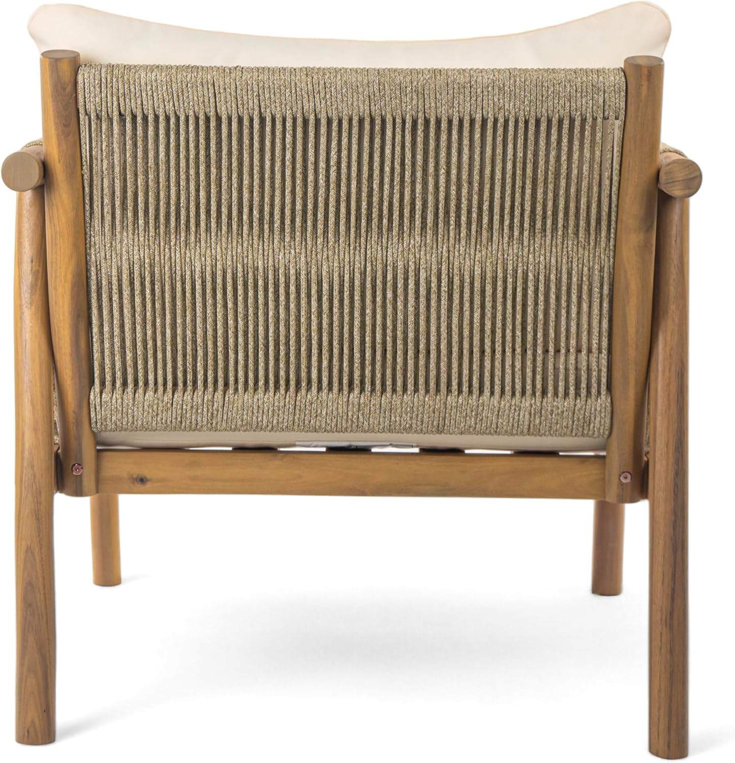 Christopher Knight Home Posey Acacia Wood Lounge Chair Outdoor Set of 2 with Removable Cushion, Solid Wood Patio Accent Chair, Patio Furniture Set Sofa Chair, Teak+Beige