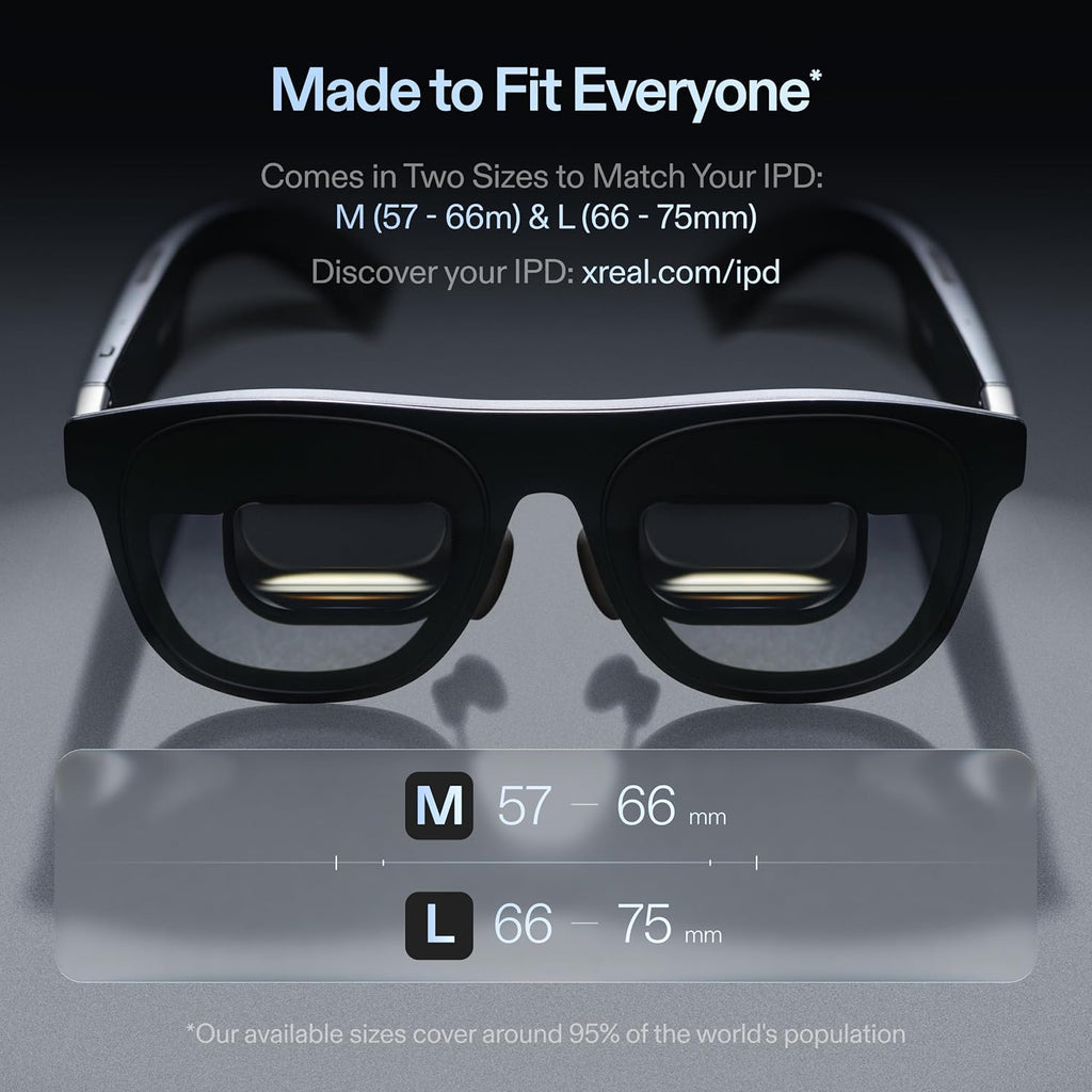 XREAL One Pro AR Glasses with X1 Chip, Native 3 DoF, X-Prism Optics, Real 3D, 57°FOV 171" 120Hz FHD Display, XR Glasses for iPhone 17/16, Steam Deck, ROG, Mac, PC, Android & iOS M (IPD 57-66mm)