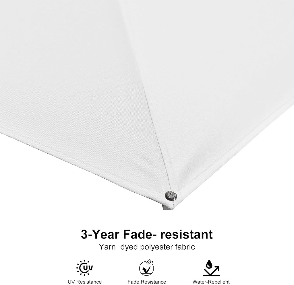 PURPLE LEAF 9 FT Patio Umbrella Outdoor White Cantilever Umbrella Aluminum Square Outdoor Offset Umbrella Hanging Windproof with 360° Rotation for Garden Deck Pool, White