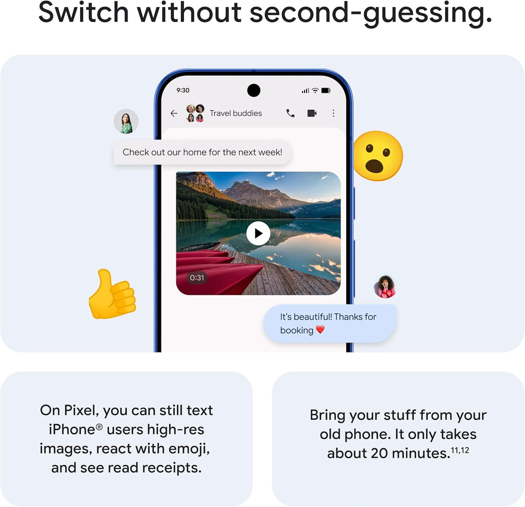 Google Pixel 10 - Unlocked Android Smartphone - Gemini AI Assistant - Advanced Triple Rear Camera, Fast-Charging 24+ Hour Battery, and 6.3" Actua Display - Frost - 128 GB (2025 Model)