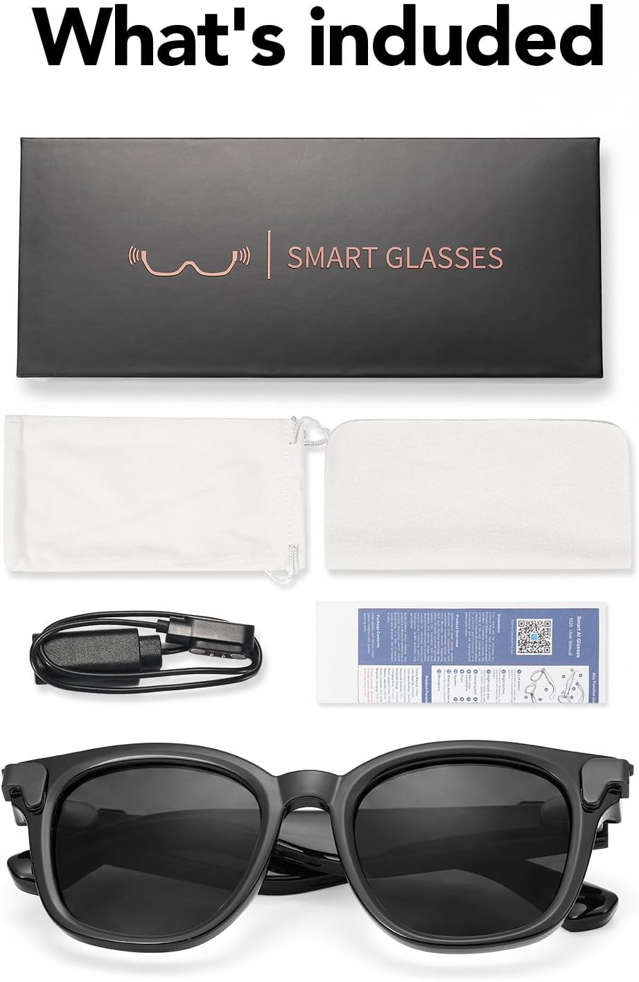King Will AI Bluetooth Smart Glasses with 8MP Camera & Privacy Protection, 4K 1200P Pro-Stabilized Video Recording, 139+ Language Real-Time Translation, AI Voice Assistant, 8H Playtime, Sunglass Lens