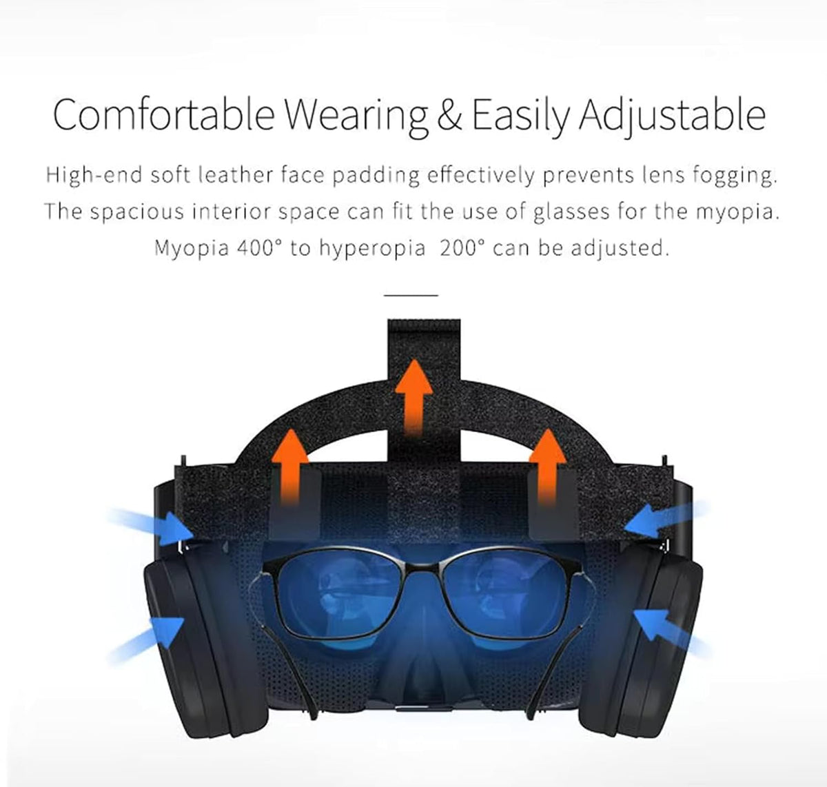 VR Headset Virtual Reality Glasses for iPhone and Android Phones, Foldable 3D VR Goggles Set Bundle with Bluetooth Headphones for Both Adults and Kids Play 3D VR Games Movies, Black