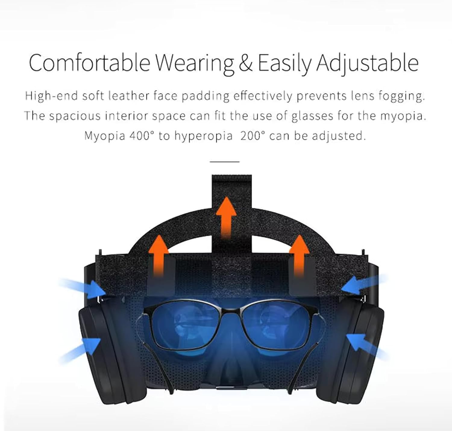 VR Headset Virtual Reality Glasses for iPhone and Android Phones, Foldable 3D VR Goggles Set Bundle with Bluetooth Headphones for Both Adults and Kids Play 3D VR Games Movies, Black