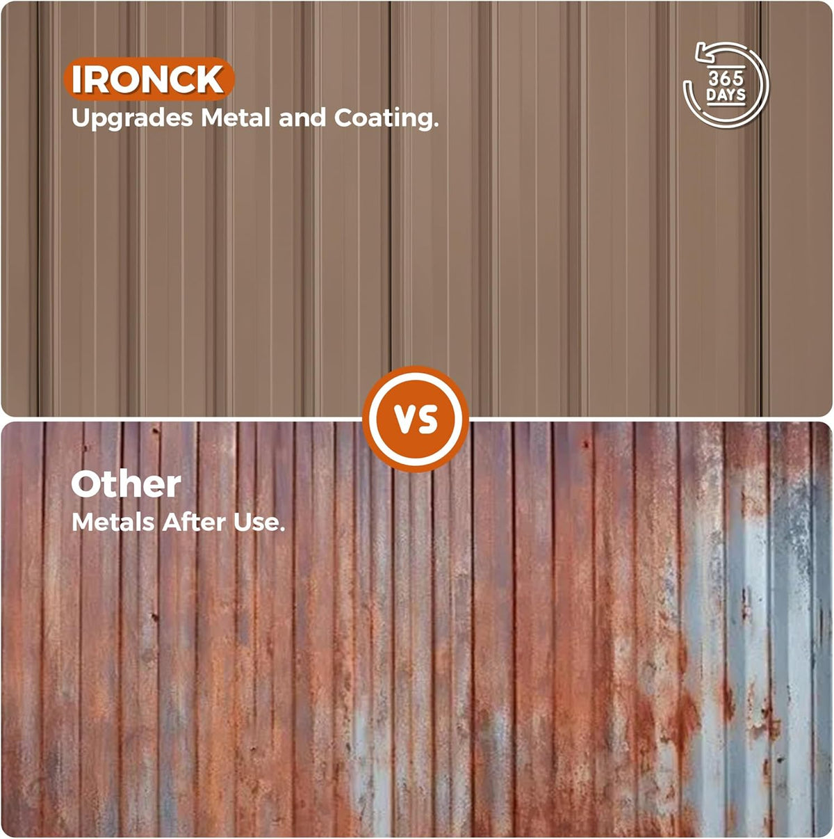 IRONCK 5.7x5.7FT Outdoor Storage Shed, Metal Garden Tool Shed with Breathable Vent and Lockable Doors, Outside Storage for Backyard, Poolside, Patio, Brown