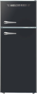 HAMILTON BEACH 2 Door Apartment Size Refrigerator with Freezer, 7.5 cu. ft, Retro Black