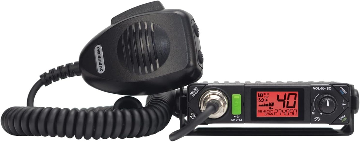 President Bill III (Bill 3) FCC AM/FM Ultra-Compact with P Channels, NRC, Weather Channel CB Radio. (TXUS201)