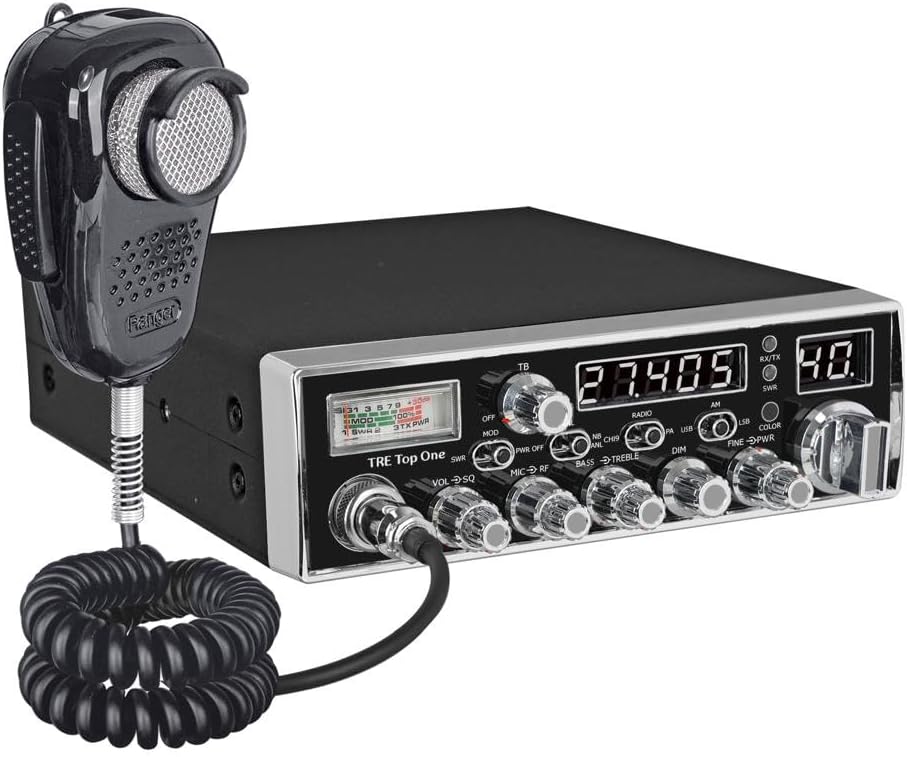 Texas Ranger TRE Top One SSB Compact CB Radio for Truckers | 12W PEP Sideband (USB/LSB) | Built-in SWR Meter & Frequency Counter | 40 Channel AM/SSB Transceiver | SRA-198NC Noise Cancelling Mic