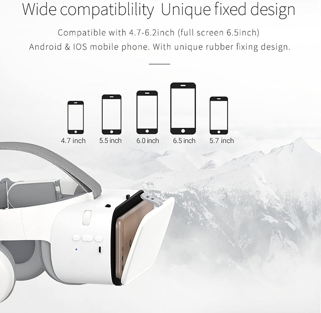 Full Screen Virtual Reality Goggle 3D VR Glasses with Remote Controller, Original Stereo 3D VR Glasses for iPhone 14 13 12 11 Pro Mini X R S Max Samsung Galaxy VR Set for iOS Android Phone (Color : W