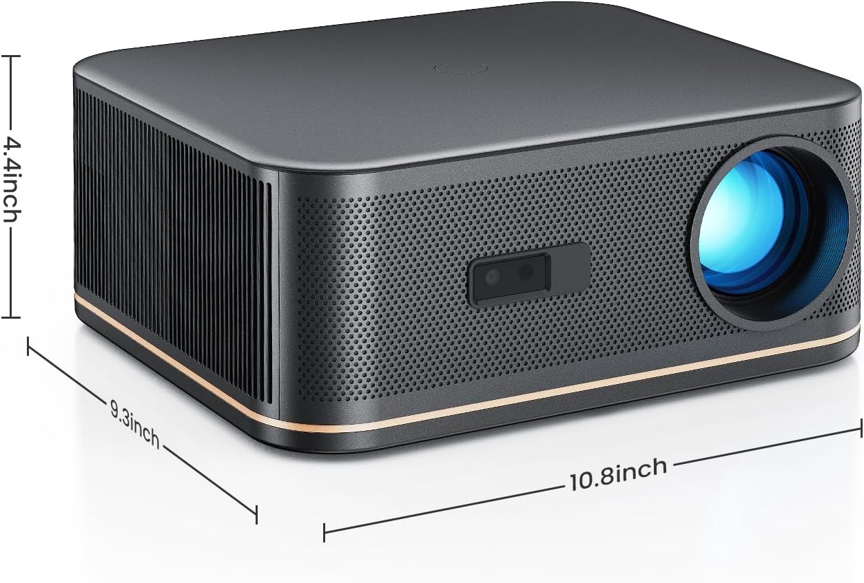 2000 ANSI 4K Decoding Projector with WiFi and Bluetooth, HAPPRUN Movie Home Theater with Auto Focus, 300'' Display for Indoor/Outdoor, Smart Proyector Compatible with Phone/TV Stick/PC/PS5