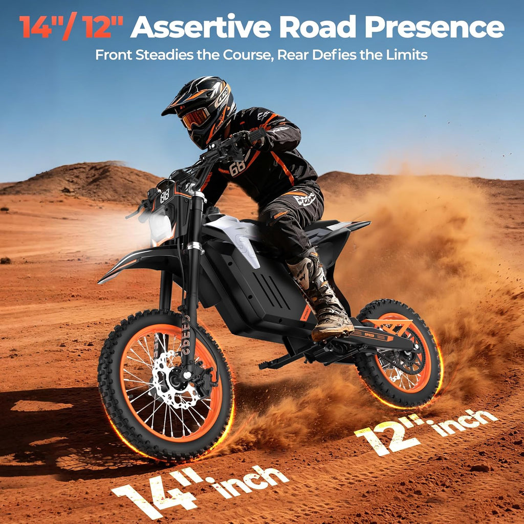 VAXEN Electric Dirt Bike for Teens & Adults, Motor 3500W Peak Mid-Drive, 40 Mph Max Speed, 48V 30AH Bttery E-Bike with 50 Miles Max Range, Off-Road E Dirt Bike with Hydraulic Nitrogen