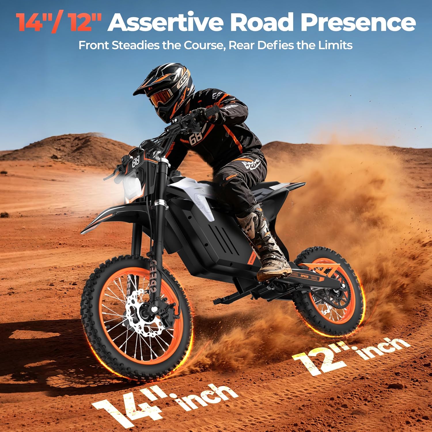 VAXEN Electric Dirt Bike for Teens & Adults, Motor 3500W Peak Mid-Drive, 40 Mph Max Speed, 48V 30AH Bttery E-Bike with 50 Miles Max Range, Off-Road E Dirt Bike with Hydraulic Nitrogen