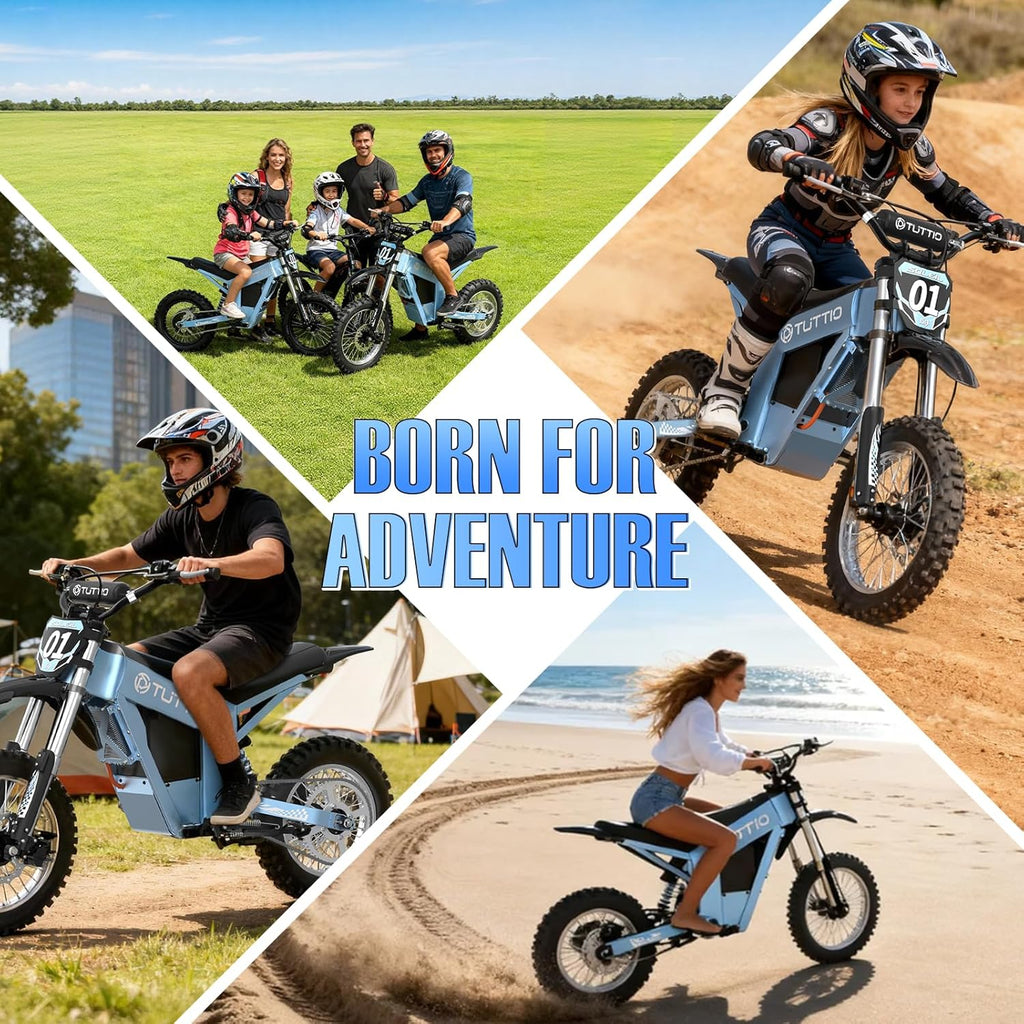 Tuttio Soleil01-GB Electric-Dirt-Bike - 2026 Upgrade 3000W Peak 37MPH E-Bike, 14"/12" Fat Tire E-Motorcycle with 48V 21AH Battery 200NM Mountain Off-Road Dirtbike for Adults Teens