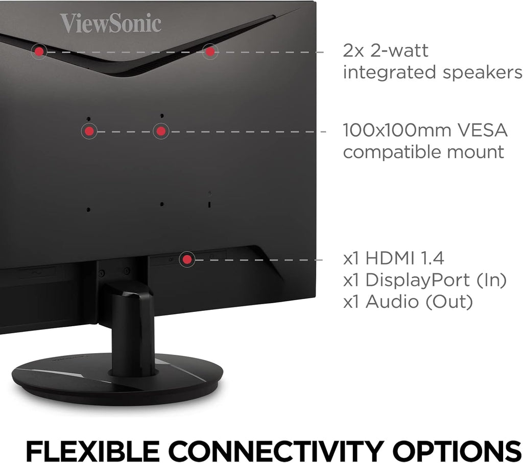 ViewSonic VX2416 24 Inch 1080p 1ms 100Hz Gaming Monitor with IPS Panel, FreeSync, Eye Care, HDMI and DisplayPort