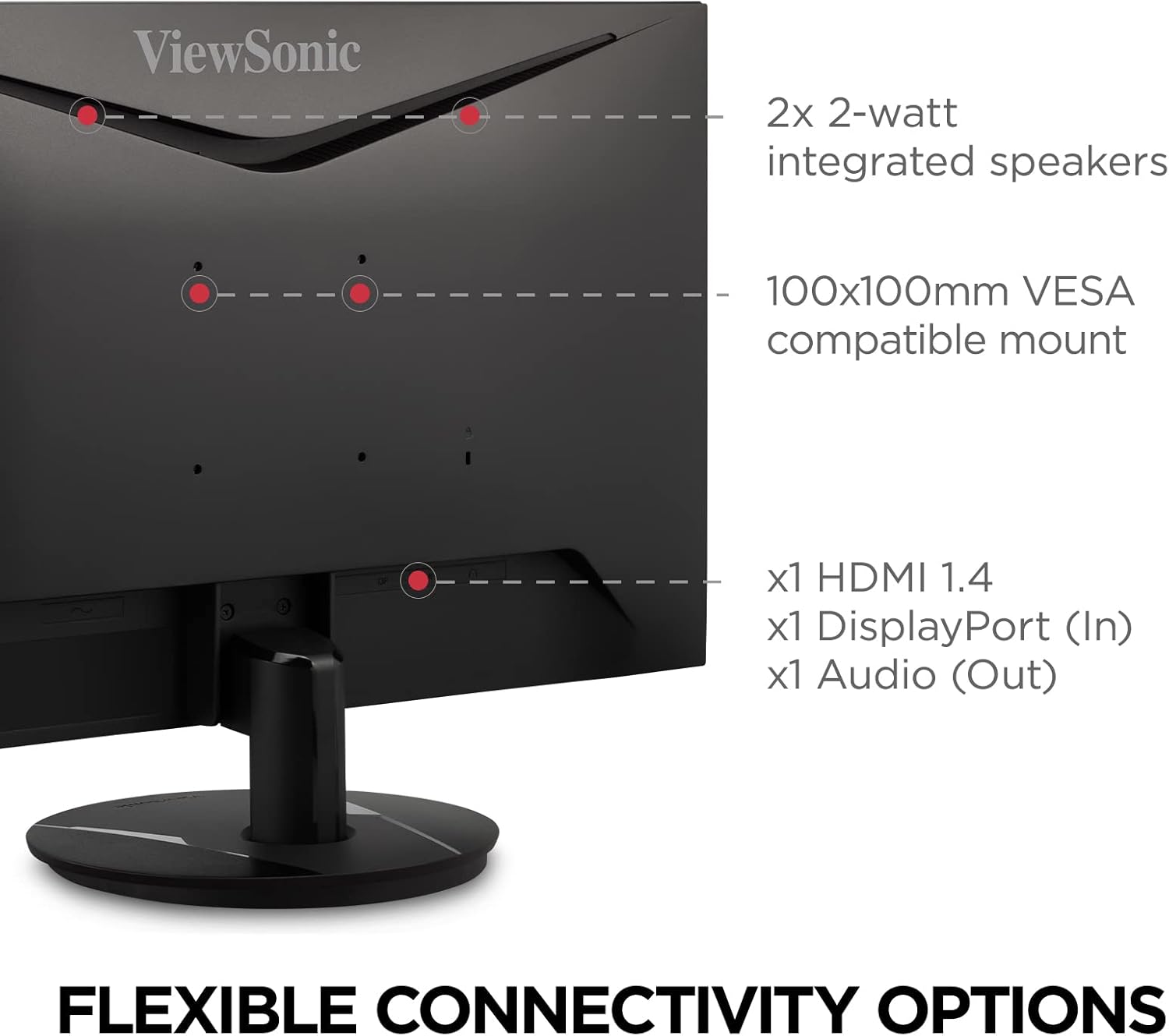 ViewSonic VX2416 24 Inch 1080p 1ms 100Hz Gaming Monitor with IPS Panel, FreeSync, Eye Care, HDMI and DisplayPort
