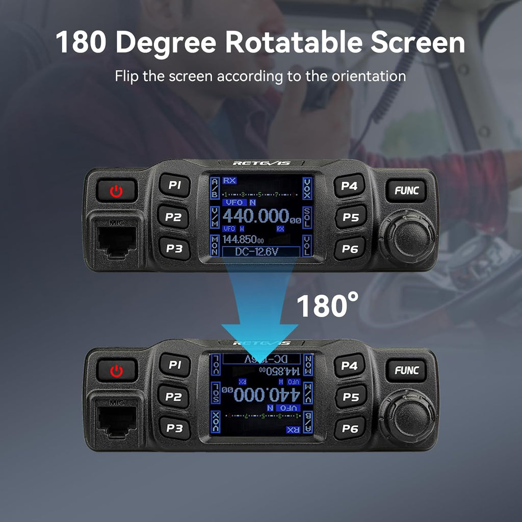 Retevis RT95 Mobile Ham Radio kit, with Antenna and External Speaker, Dual Band, Rotatable LCD Display, Chirp, 2m 70cm Ham Radio Base Station, Long Range Mobile Transceiver for Home, Vehicle