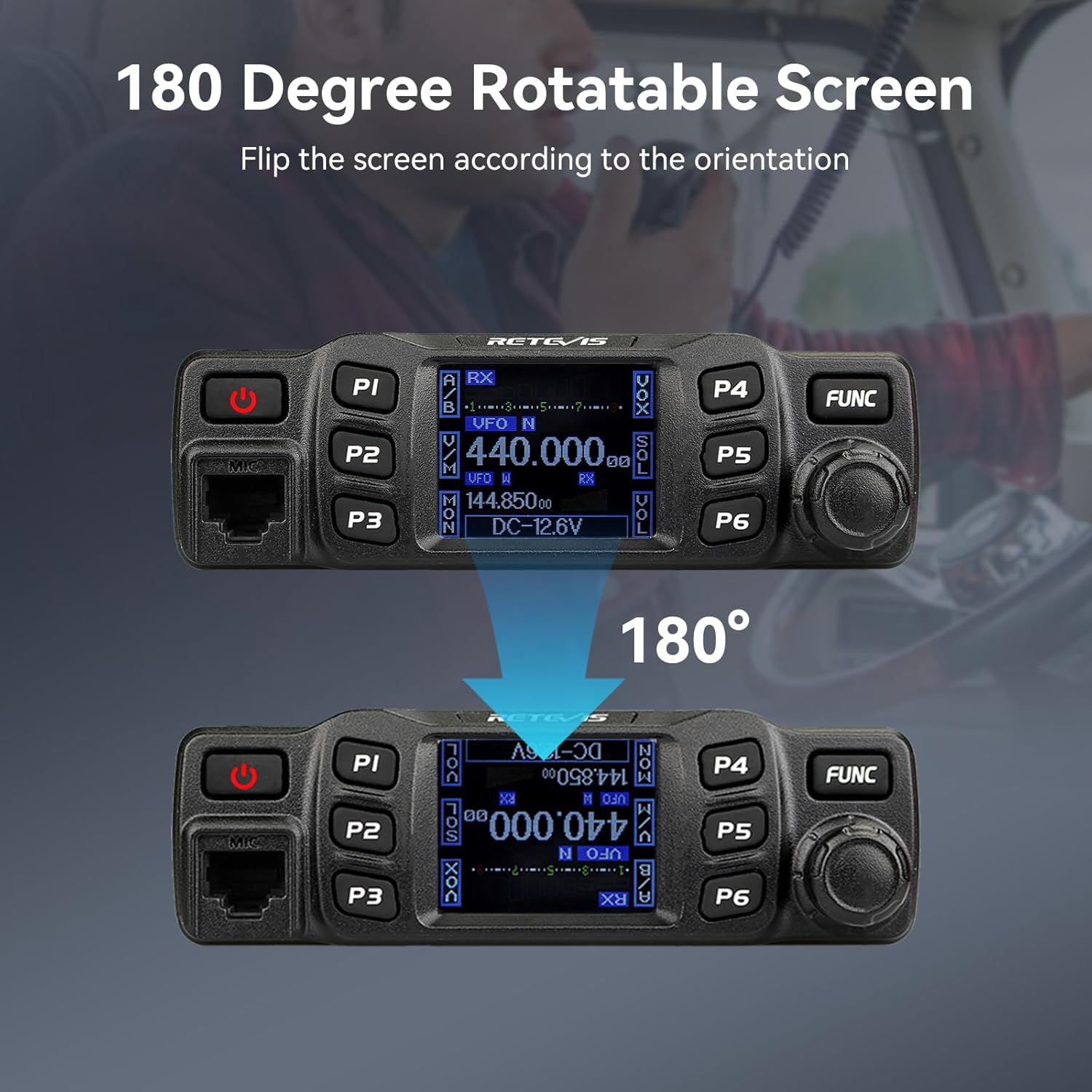 Retevis RT95 Mobile Ham Radio kit, with Antenna and External Speaker, Dual Band, Rotatable LCD Display, Chirp, 2m 70cm Ham Radio Base Station, Long Range Mobile Transceiver for Home, Vehicle
