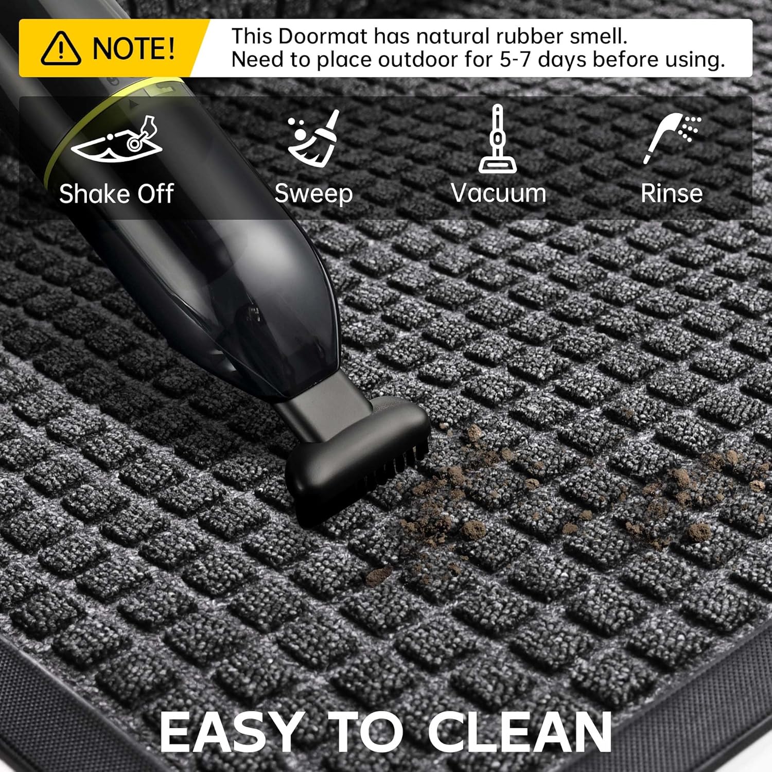 Sturdy Front Door Mat Outside Entrance, 6' x 4' All-Season All-Weather Doormat Waterproof, Stain and Fade Resistant, Natural Rubber Indoor Outdoor Welcome Door Mat Trap Dirt