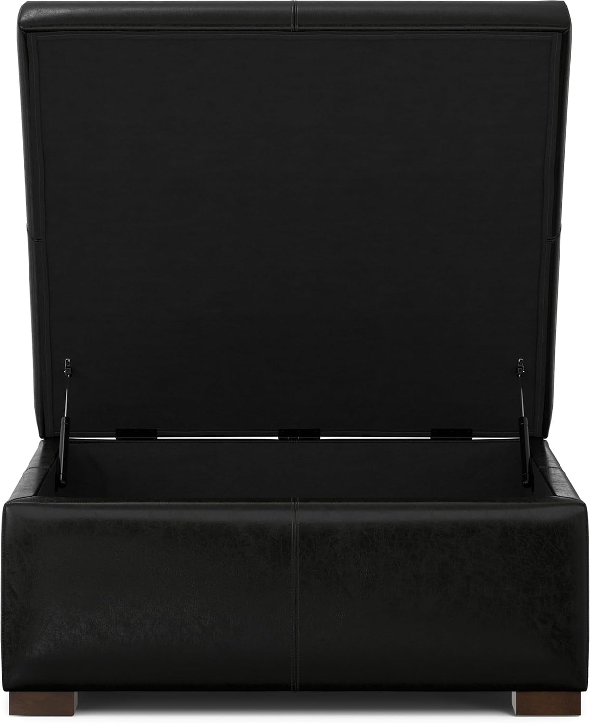 SIMPLIHOME Gabbie Storage Ottoman - 48 inch Wide Upholstered Vegan Leather Rectangle Storage Ottoman Bench in Midnight Black, Contemporary Ottoman for Living Room with Lift-Up Lid