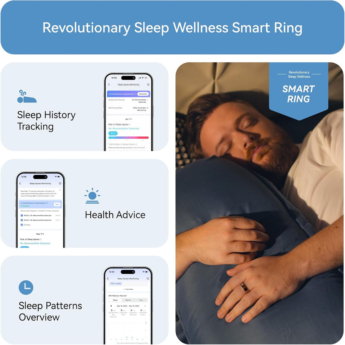 RingConn Gen 2, World's First Smart Ring with Sleep Apnea Monitoring, No APP Subscription, 12-Day Battery Life, Stress/Heart Rate/Women's Health Tracker, Android & iOS Compatible (Gold, Size 10)