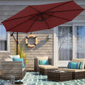MASTERCANOPY 10FT Patio Umbrella,Outdoor Offset Cantilever Umbrella with Crank and Cross Base (Burgundy)