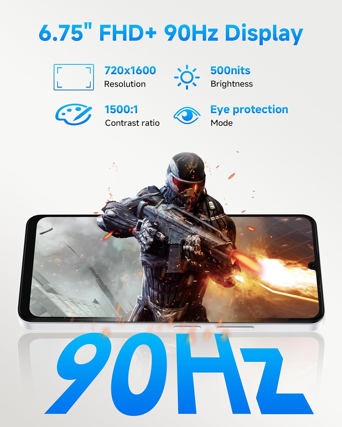 Ulefone Note 20 Pro Phone Unlocked, 8GB+128GB, 8-Core, 6.75" 90Hz Display, Android 14, 50MP AI Camera, 6000mAh Battery, Dual 4G LTE, Fingerprint/Face Unlocked Smartphone, Widevine L1, GPS, White