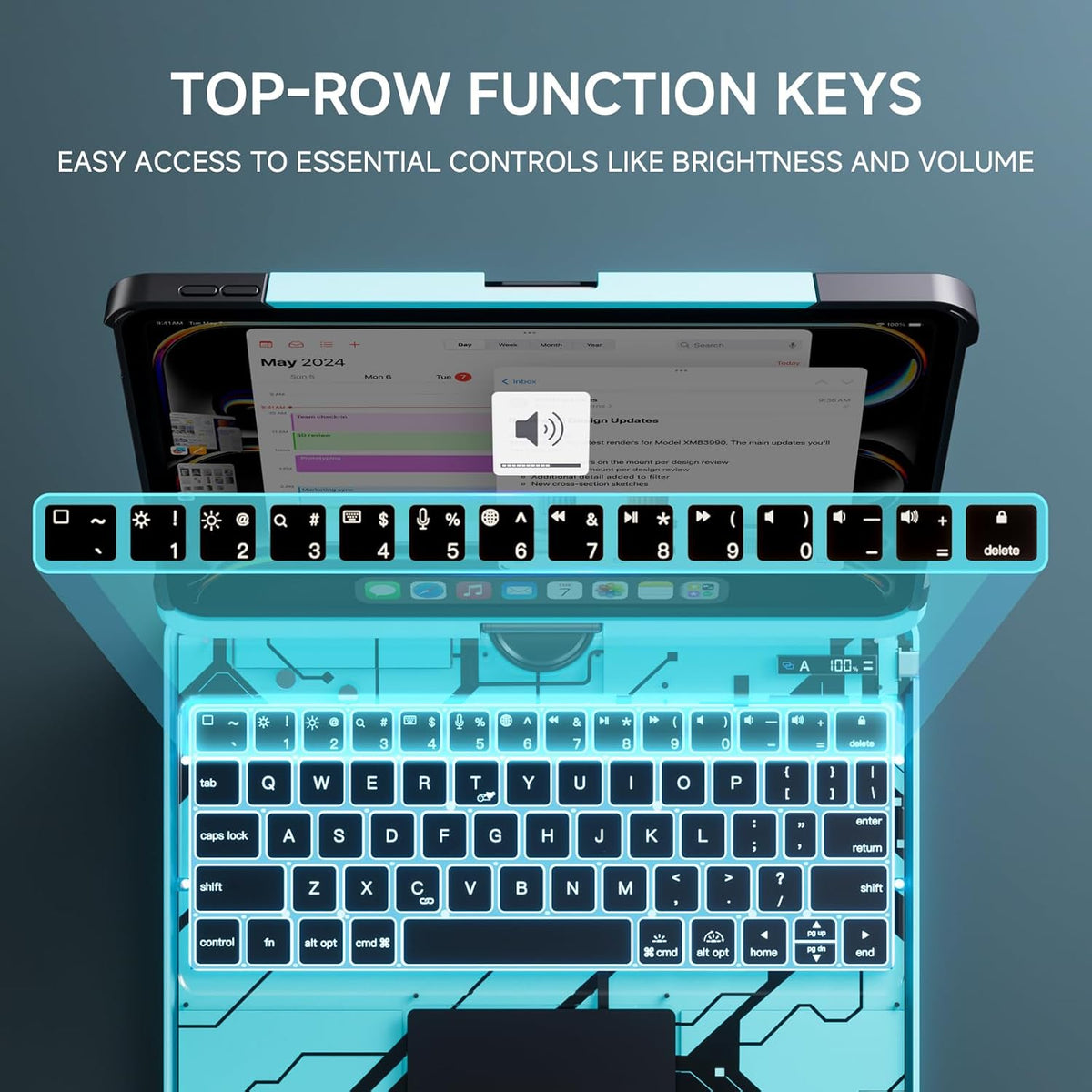 Transparent Case with Keyboard for iPad Pro 13 inch(M5/M4, 2025/2024), iPad Pro 13,7-Color Backlit,Magic Wireless Keyboard, 360°Rotating,Multi-Touch trackpad,Pencil Holder,with Shortcuts,Blue