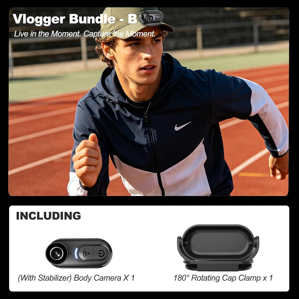 4K Mini Body Action Cameras POV Cam, 64GB Sports Camera with Audio Video Recording, WiFi Magnetic Wearable IPX5 Waterproof Thumb Cams with Stabilization for Motorcycle Vlogging Cycling Hiking Working