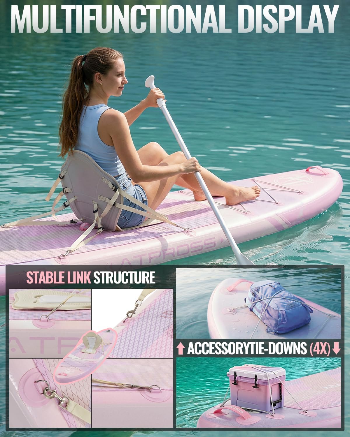 11'6"x35" Inflatable Paddle Board, 450lbs Extra Wide Stand Up Paddleboard for Adults with Premium SUP Accessories Kit & Backpack, Blow Up Kayak Non-Slip Stable Deck Boat for Yoga Fishing Surf