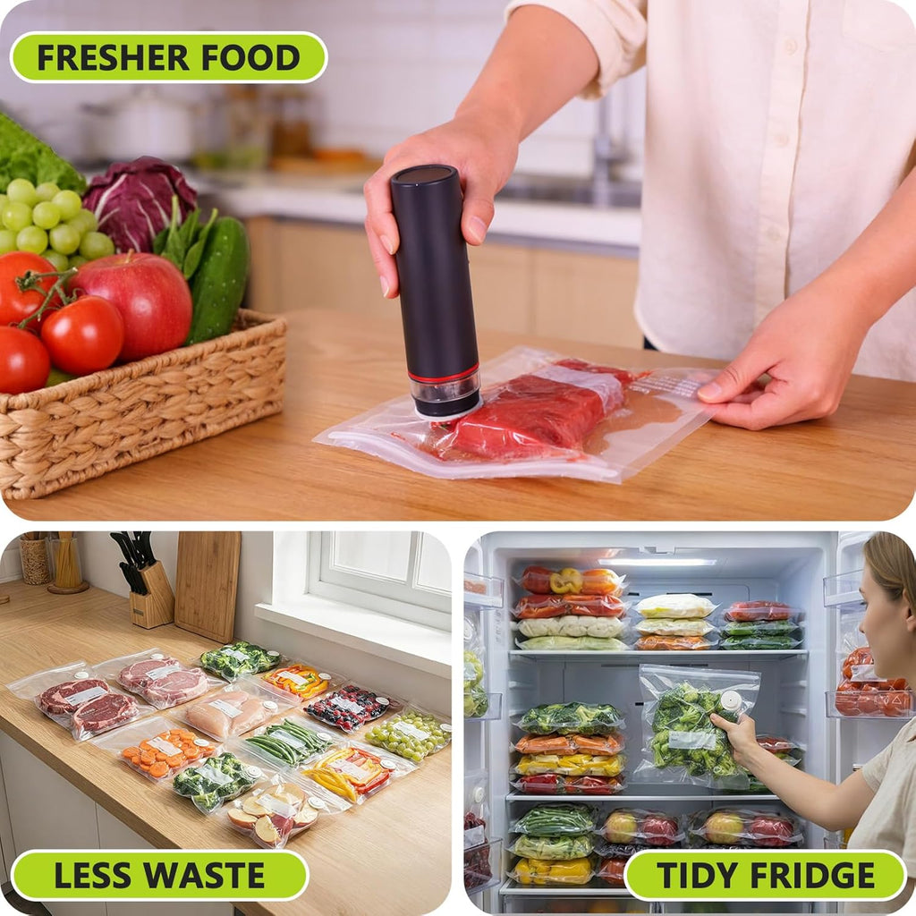 Compact Vacuum Sealer for Food, Cordless Handheld Vacuum Sealer Machine with 30 Reusable Vacuum Seal Bags, Ideal Portable Vacuum Sealer for Travel, Kitchen Meal Prep and Camping