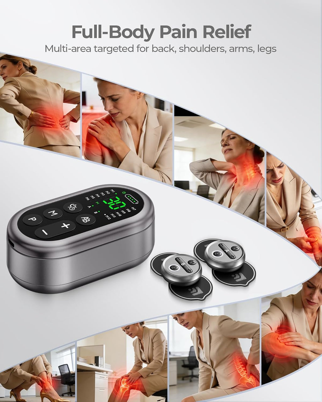 KingPavonini 48 Mode Wireless TENS Unit Muscle Stimulator 2 Channel, Rechargeable TENS Machine for Pain Relief with Remote & Charging Case, Portable TENS Unit for Back Shoulder Sciatica, Model HZ9151B